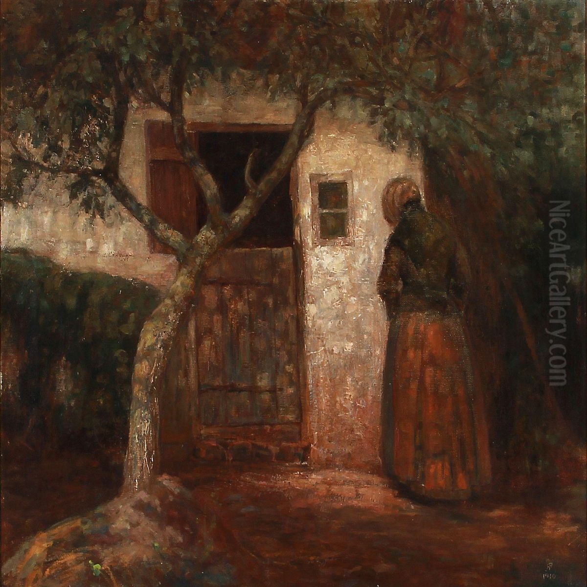 Gammelt Bondehus Oil Painting by Robert Fiebiger