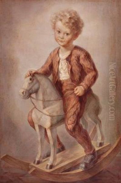 Knabe Am Schaukelpferd Oil Painting by Albert Figl