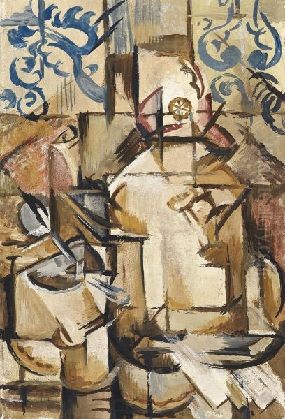Composition Cubiste Oil Painting by Emil Filla