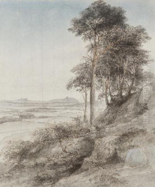 Edinburgh From Dalmahoy Craigs Oil Painting by And Hon. Daniel Finch