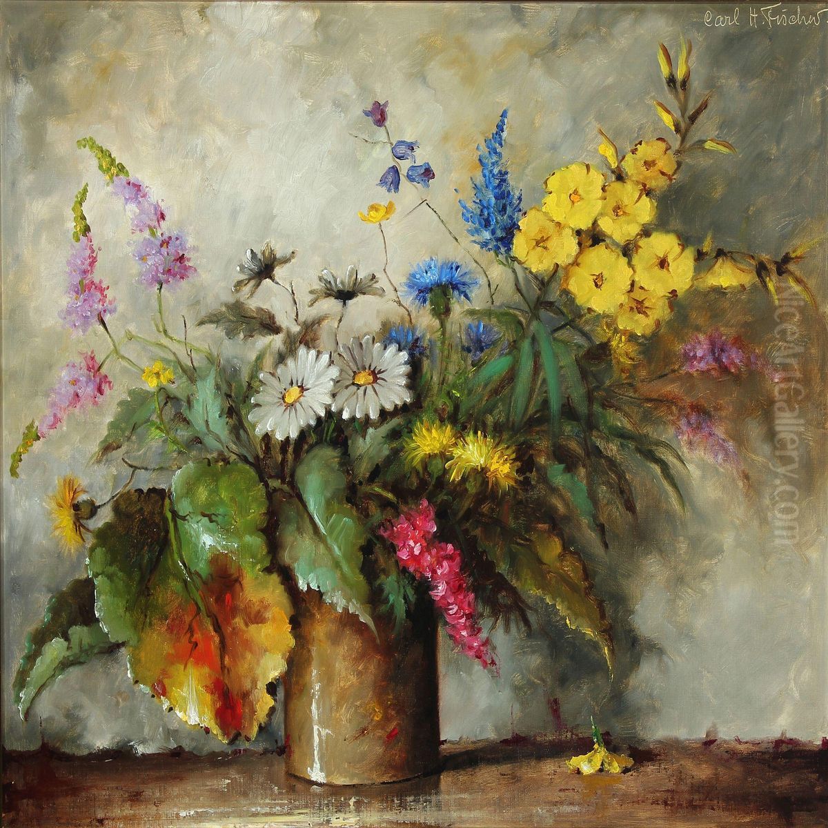 Still-life With Flowers In A Vase Oil Painting by Carl Holger Fischer