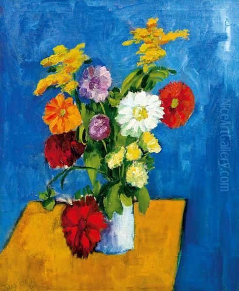 Blumenstillleben Oil Painting by Johannes Fischer
