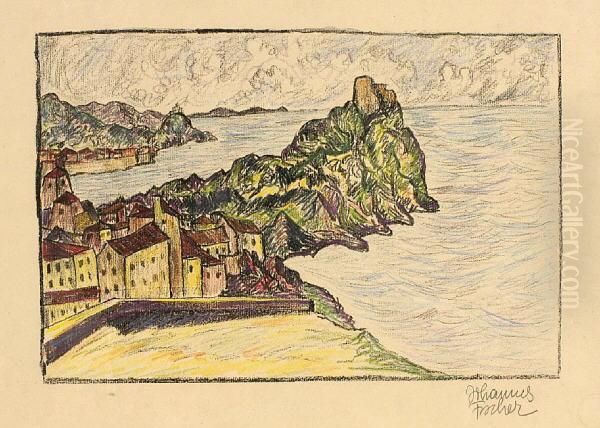 Stadt An Der Felsenkuste Oil Painting by Johannes Fischer