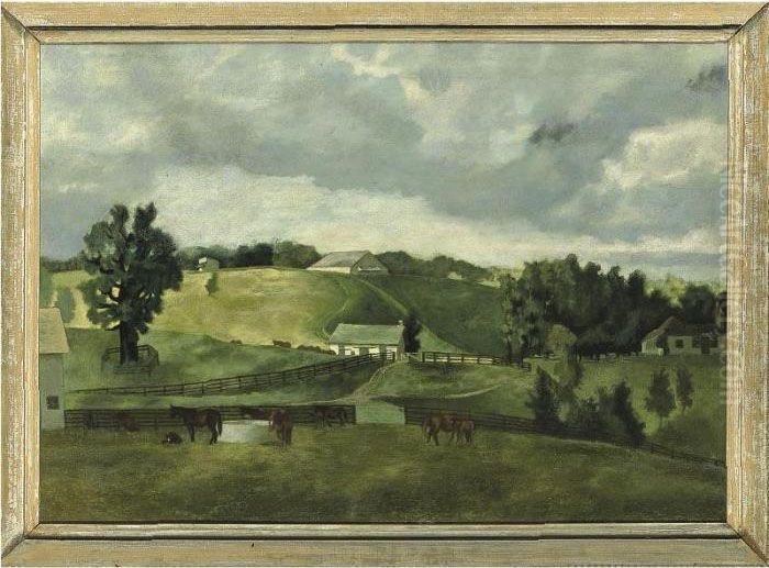 Kentucky (walter Jeffords Mares At The Court Of Man O' War) Oil Painting by Vaughn Flannery