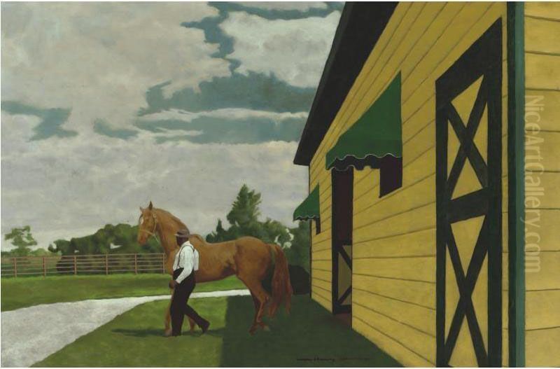 Will Harbut Leading Out Man O'war Oil Painting by Vaughn Flannery