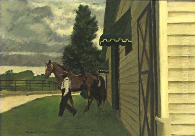 Leading Out The Stallion Oil Painting by Vaughn Flannery