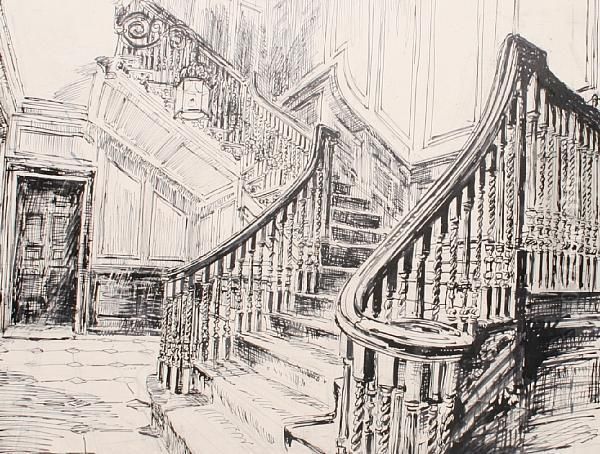 Staircase, 26 Old Jewery Oil Painting by Hanslip Fletcher