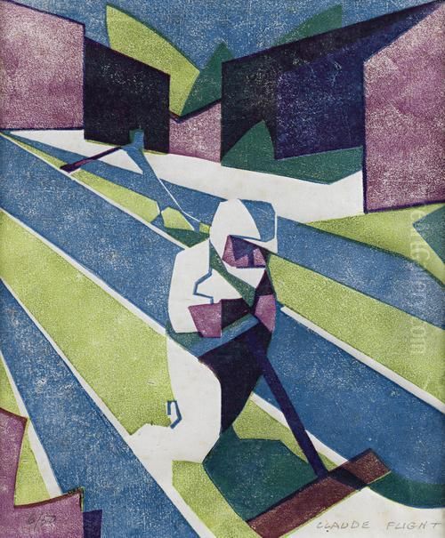 Lawn Mowing (coppel Cf 39) Oil Painting by Claude Flight