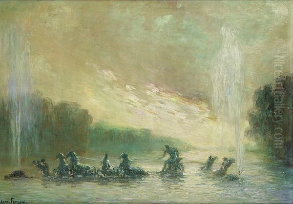 Fontaine Oil Painting by Henri Louis Foreau