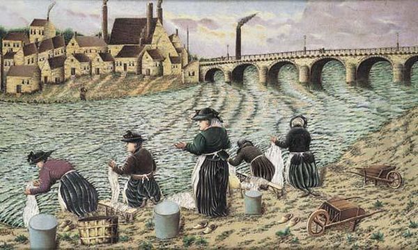 Les Lavandieres Oil Painting by Edmond Fortin