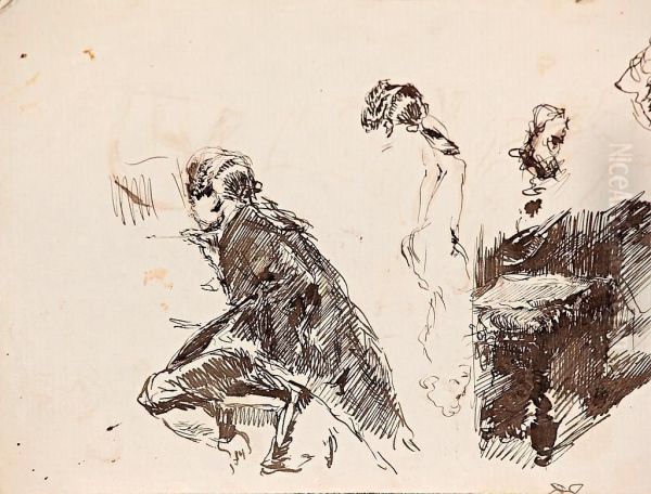 Petimetres, Y La Eleccion De La Modelo Oil Painting by Mariano Jose Maria Bernardo Fortuny y Carbo