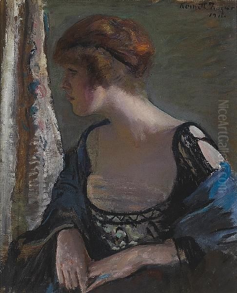 The Lace Bodice, 1911 Oil Painting by Kenneth Frazier