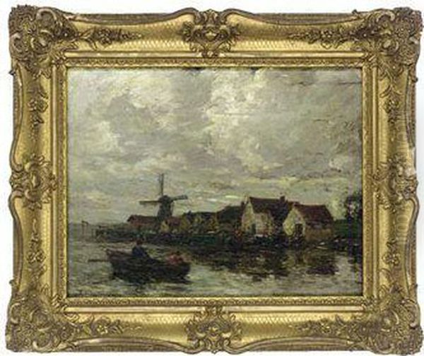 Rowing On The Estuary Oil Painting by Arthur A. Friedenson