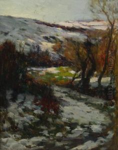 Moorland Valley With A Covering Of Snow