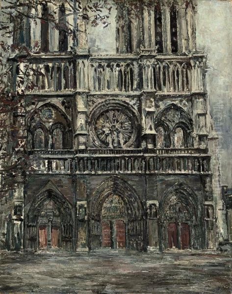Entrance Of Notre Dame, Paris Oil Painting by Marcel Frischmann