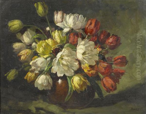 Two Bouquets Oil Painting by Anton Funke