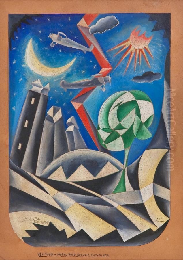 Ventoso Piu Notturno Soluna Futurista Oil Painting by Marfa Futurista
