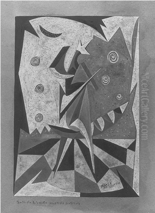 Teatrista Futurista. Varietista Sintetista Oil Painting by Marfa Futurista
