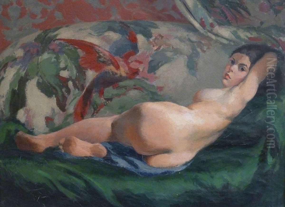 Nu Au Divan Oil Painting by Josue Gaboriaud