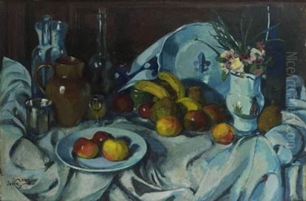 Nature Morte Aux Fruits Et Pots Oil Painting by Josue Gaboriaud