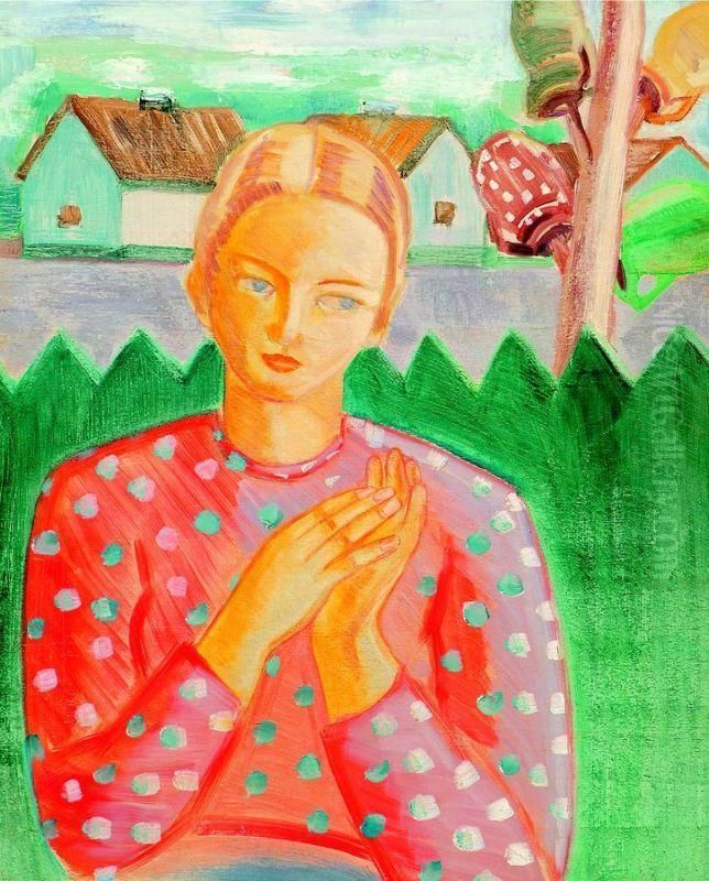 Pottyos Ruhas No Oil Painting by Szabo Kalman Gaborjani