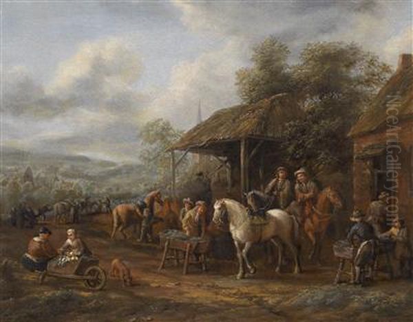 Outside A Tavern Oil Painting by Barent Gael