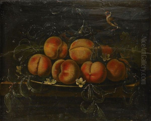 Stilleben Med Persikor Och Fagel Oil Painting by Galizia Fede