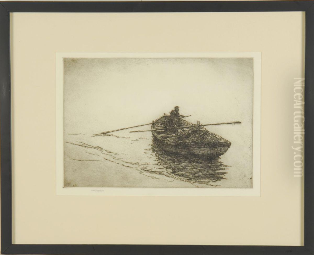 Rowing The Dory Oil Painting by Sears Gallagher