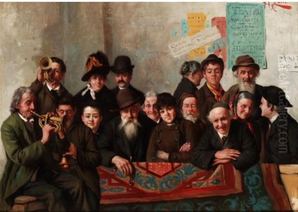 Watching The Marionettes Oil Painting by Gino Galli