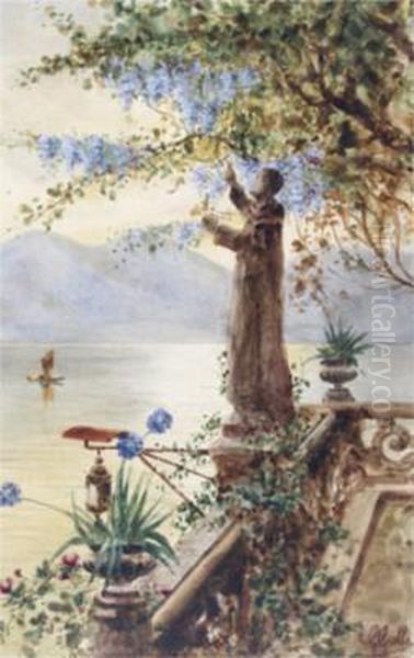 Terrazza Sullago Oil Painting by Giuseppe Galli