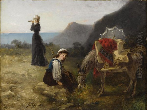 A Rest On The Journey Oil Painting by Fanny Taillefer Gambogi