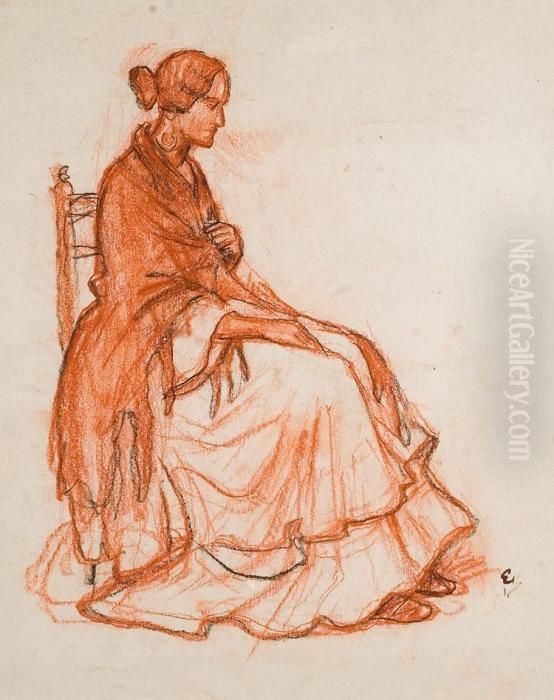 Zittende Dame Oil Painting by Emiel Gastemans