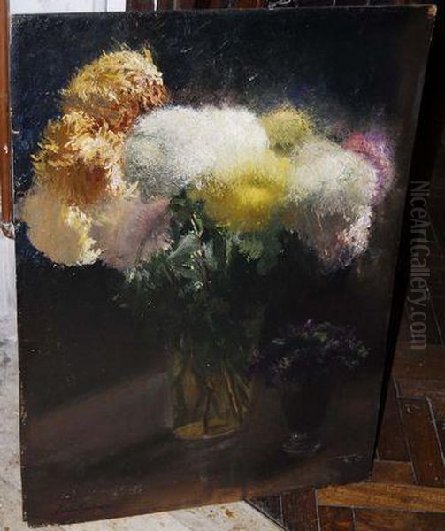 Crisantemi Oil Painting by Pietro Gaudenzi