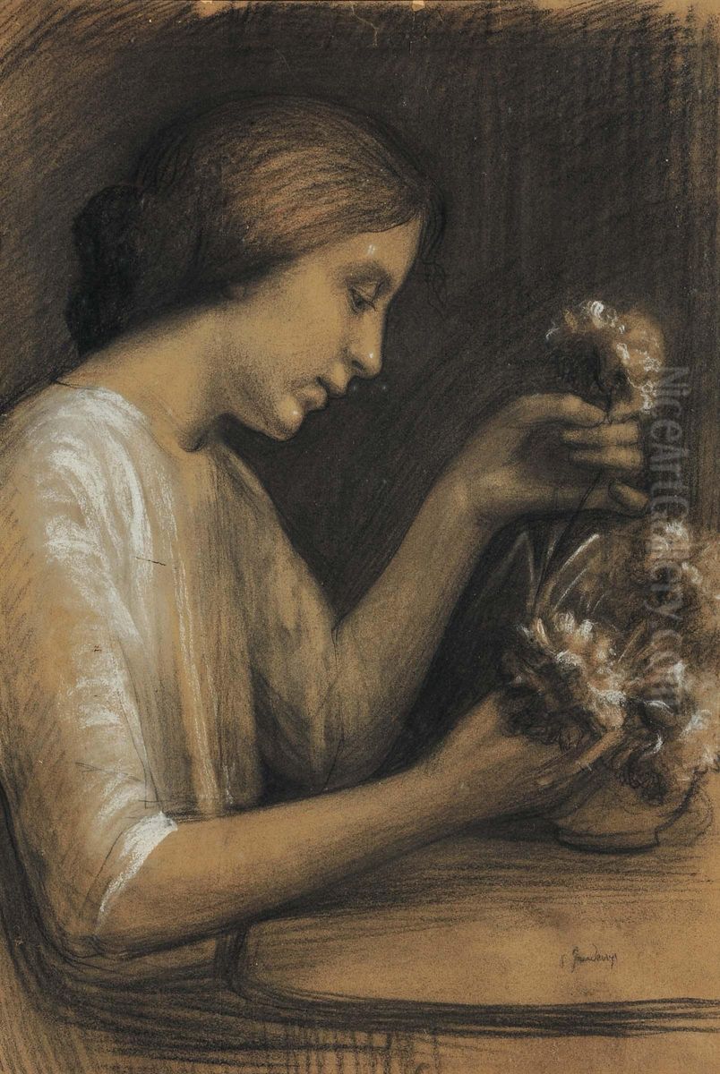 Profilo Femminile Oil Painting by Pietro Gaudenzi