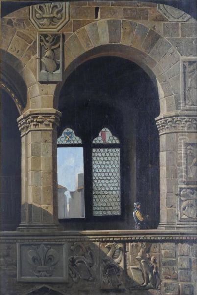 Una Finestra Del Bargello Oil Painting by Lorenzo Gelati