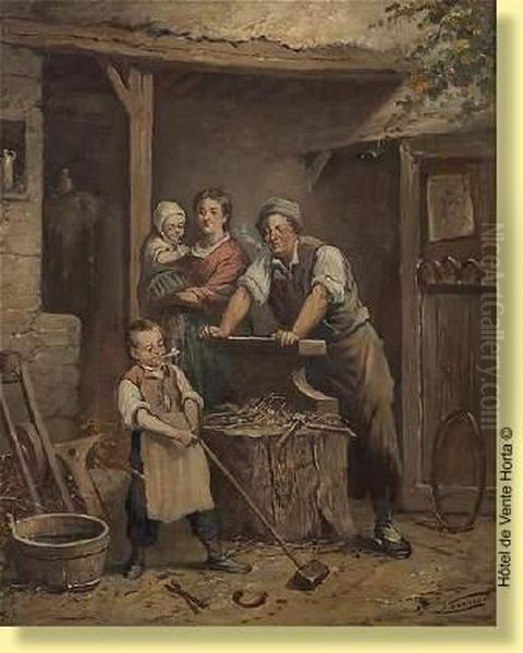 Chezle Forgeron Oil Painting by Simonin Gerard