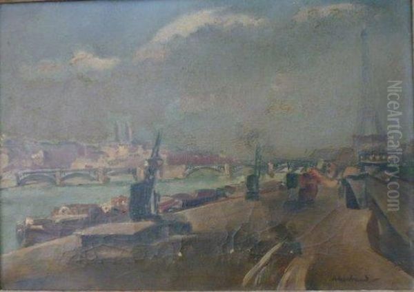 La Seine A Paris Oil Painting by Abel Gerbaud