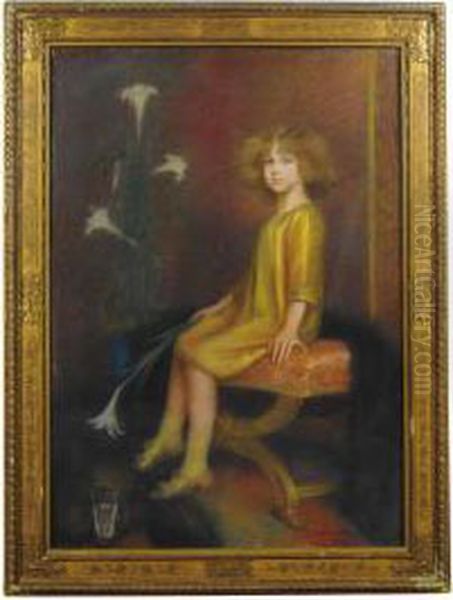 Portrait Of Portrait Of Marie Jose Of Belgium Oil Painting by Ghislaine De Riquet De Caraman Chimay