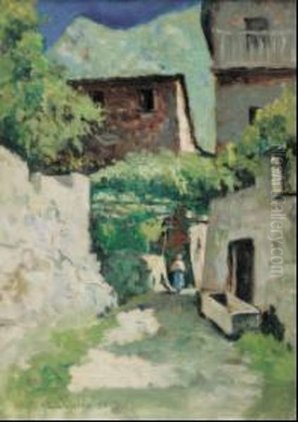 Figura Nel Vecchio Borgo Oil Painting by Benedetto Ghivarello