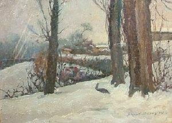 Paesaggio Invernale Oil Painting by Benedetto Ghivarello