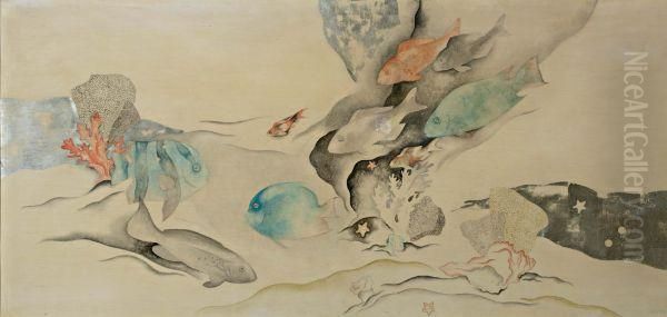 Vissen Onderwater Oil Painting by Jaap Gidding