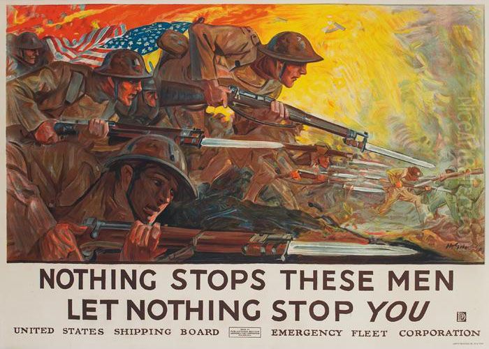 Nothing Stops These Men Oil Painting by Howard Everett Giles