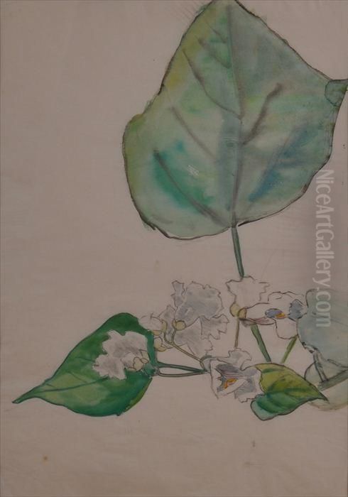 Untitled (green Leaf) Oil Painting by Ada Gilmore