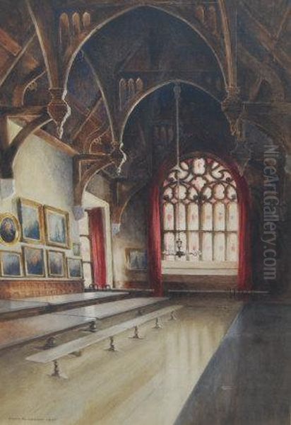 Study Of A Jacobian Hall Interior Oil Painting by Edwin Glasgow