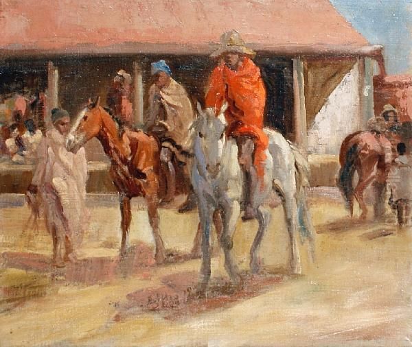 Basuto Horsemen Oil Painting by Allerley Glossop