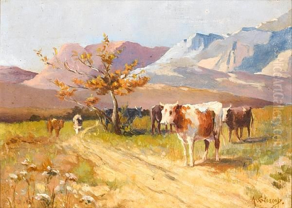 Cape Scene, Cows Grazing Oil Painting by Allerley Glossop