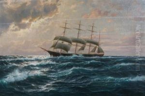 Four-masted Schooner On High Seas