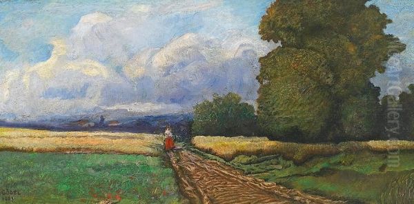 Sommerliche Erntelandschaft Mit Figurenstaffage Oil Painting by Carl Godel