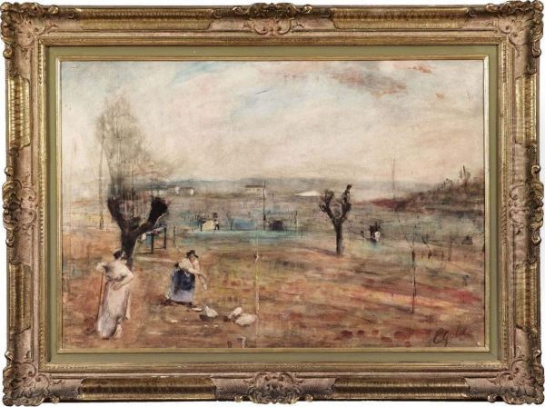Paesaggio Di Brianza Oil Painting by Emilio Gola