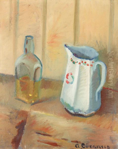 Flaska Och Tillbringare Oil Painting by Ake Goransson